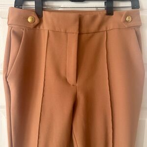 Express Tan Women's Trousers with Gold Buttons